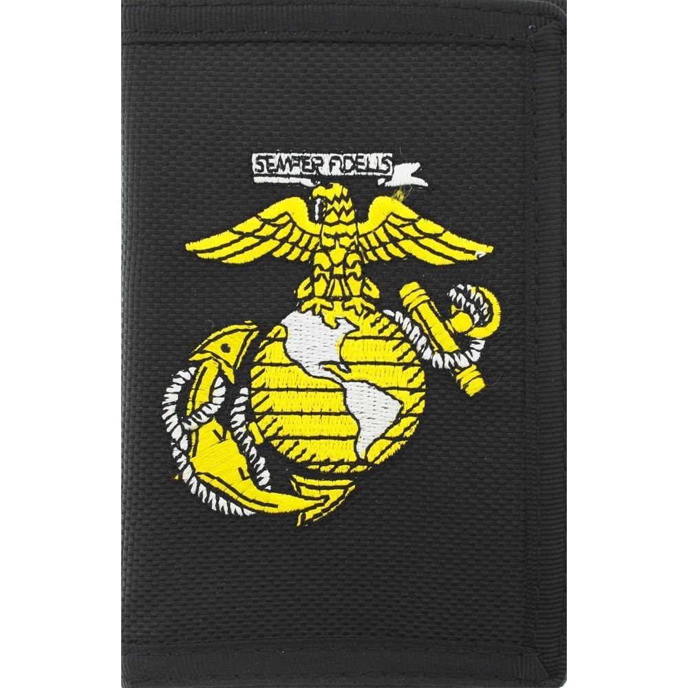 MARINES Semper Fidelis Eagle Globe Anchor EGA Embroidered Tri Fold Wallet - Velcro United States Marine Corps Wallet Craft Supply