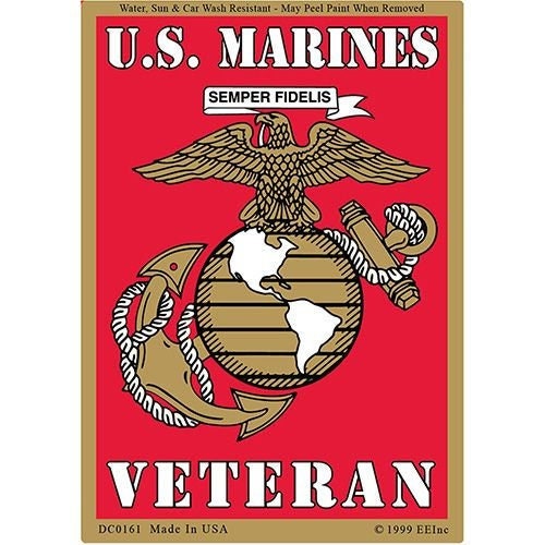 U.S. MARINES Veteran Sticker Decal - USMC Semper Fidelis Veteran Vets Military Marine Corps Craft Supply