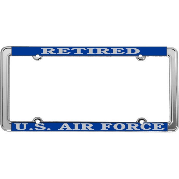U.S. AIR FORCE Retired Thin Rim Metal Chrome License Plate Frame United States United States Air Force USAF Craft Supply