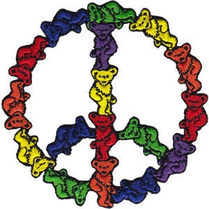 GRATEFUL DEAD Peace Sign Bears Round Patch - Embroidered Rock Band Patch Applique Craft Supply