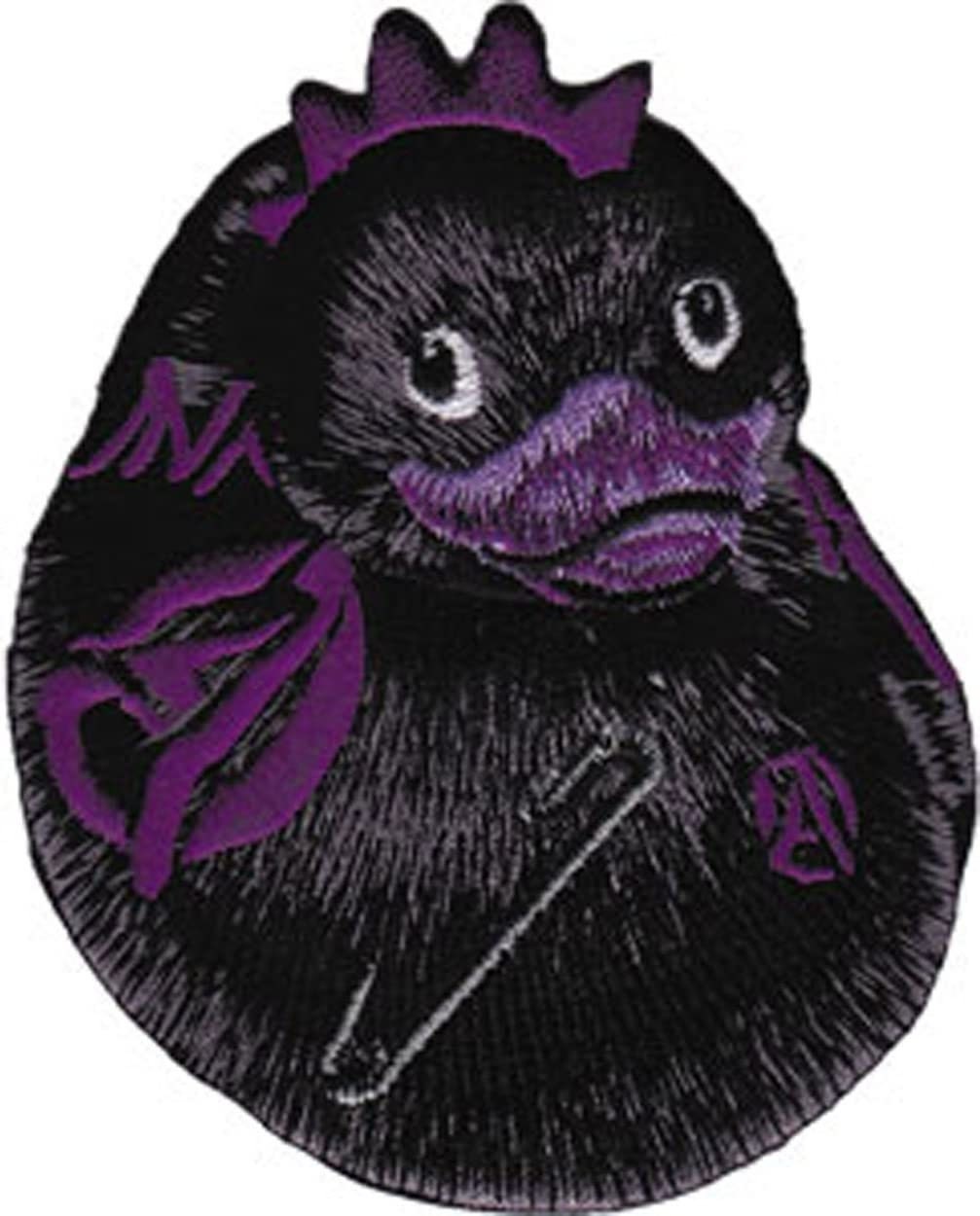 Black Punk Duck Patch - Embroidered Patch Applique Ducky Craft Supply