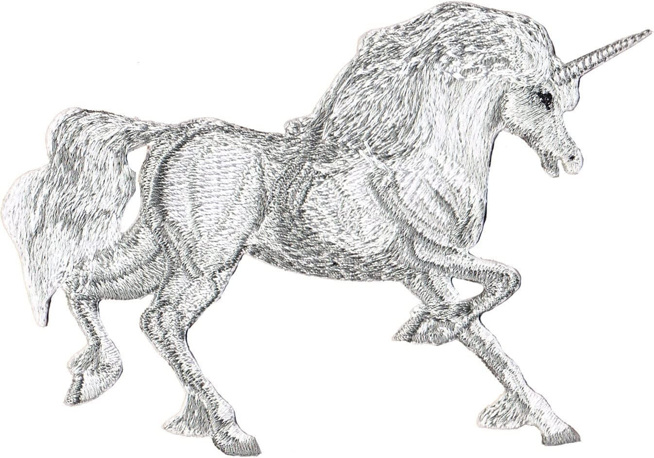WHITE UNICORN Running Patch - Embroidered Patch Applique Fantasy Craft Supply