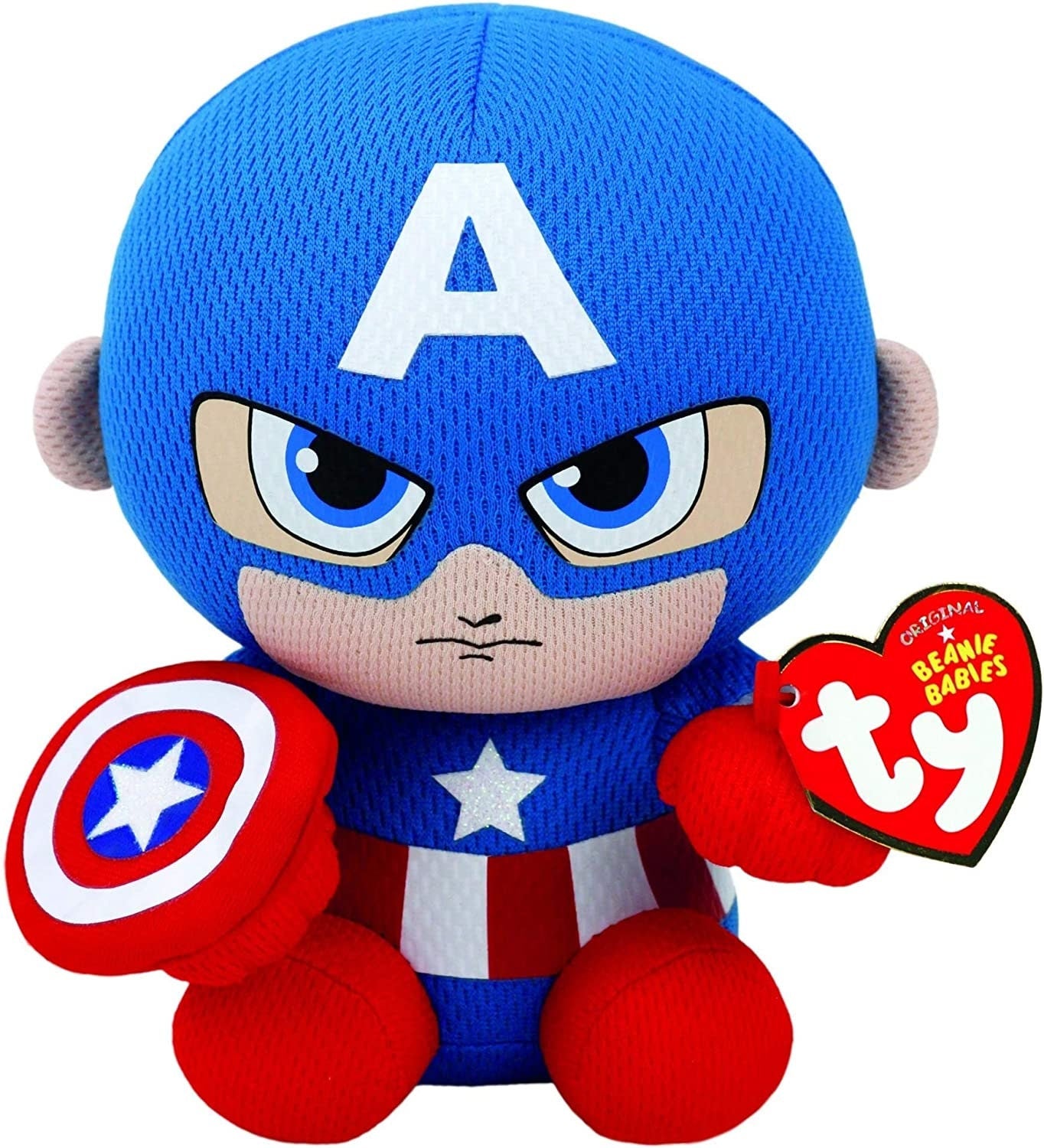 CAPTAIN AMERICA Beanie Baby TY Marvel Superhero Plush Retired Beanbag - New with Tags Vintage