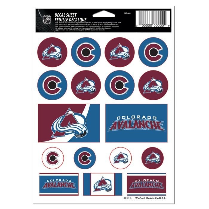 Wincraft COLORADO AVALANCHE Sticker Sheet Decal - Vinyl Die-Cut Decal Stickers Set Hockey Craft Supply