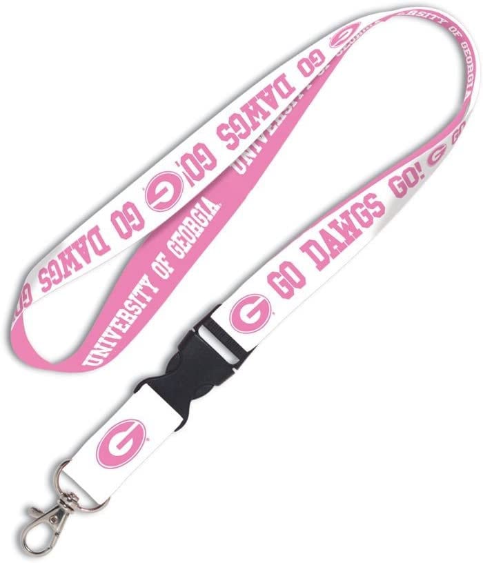 Wincraft UNIVERSITY OF GEORGIA Pink Lanyard W/Detachable Buckle - Georgia Bulldogs Alumni Keychain Key Holder Craft Supply