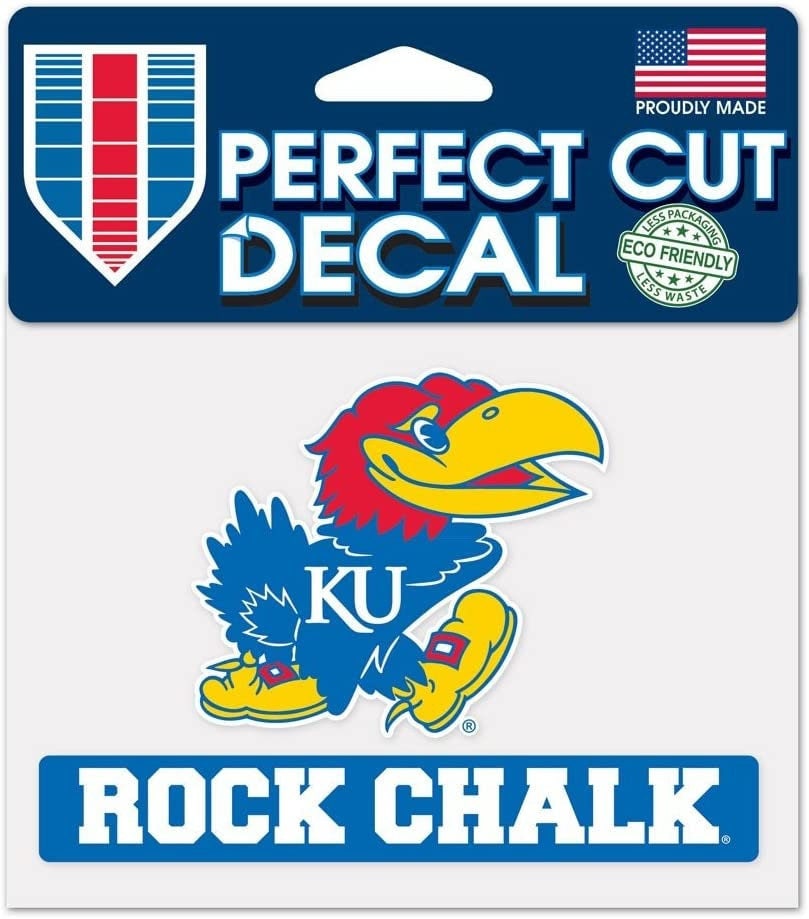 Wincraft KANSAS ROCK CHALK Perfect Cut Color Decal - University of Kansas Jayhawks Vinyl Decal Sticker for Car or Truck Window Craft Supply