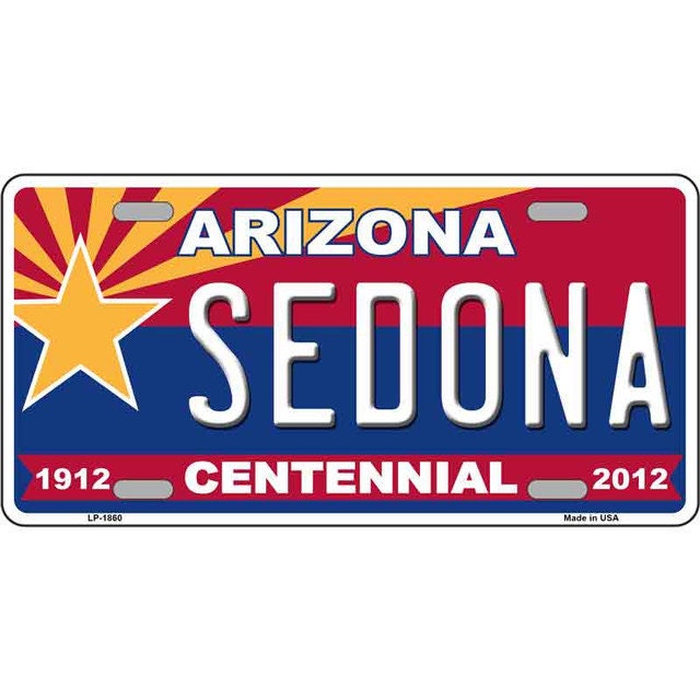 Arizona SEDONA Centennial State Background Metal License Plate Sign Novelty Vanity Craft Supply