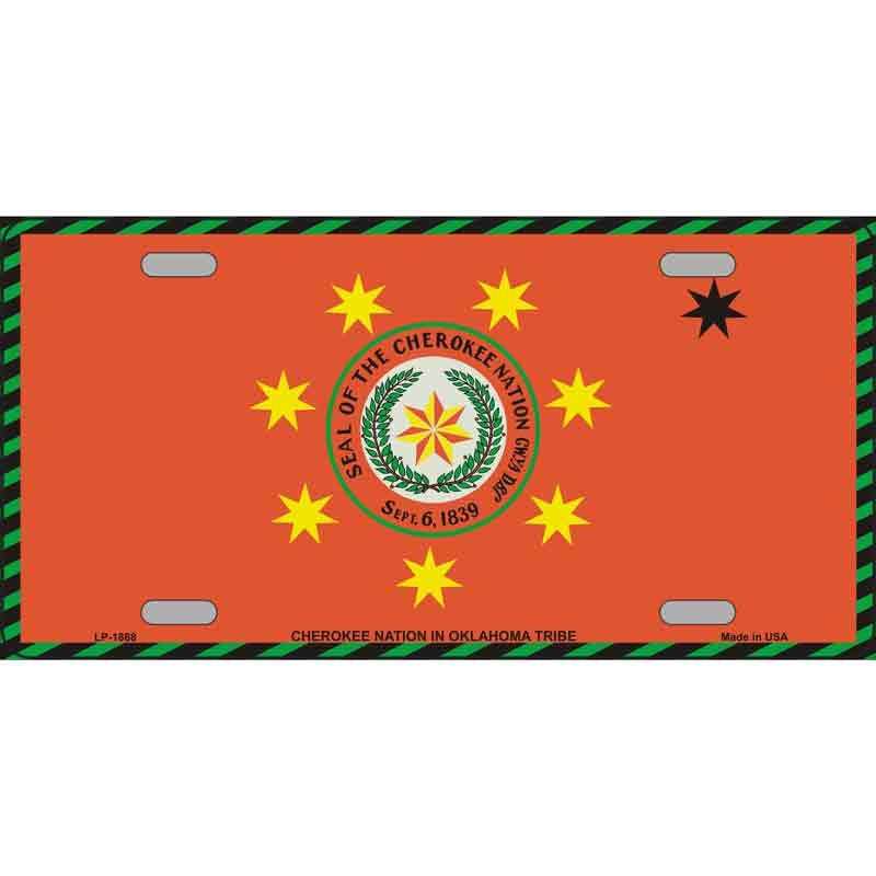 CHEROKEE NATION FLAG Metal License Plate Sign Novelty Vanity Craft Supply