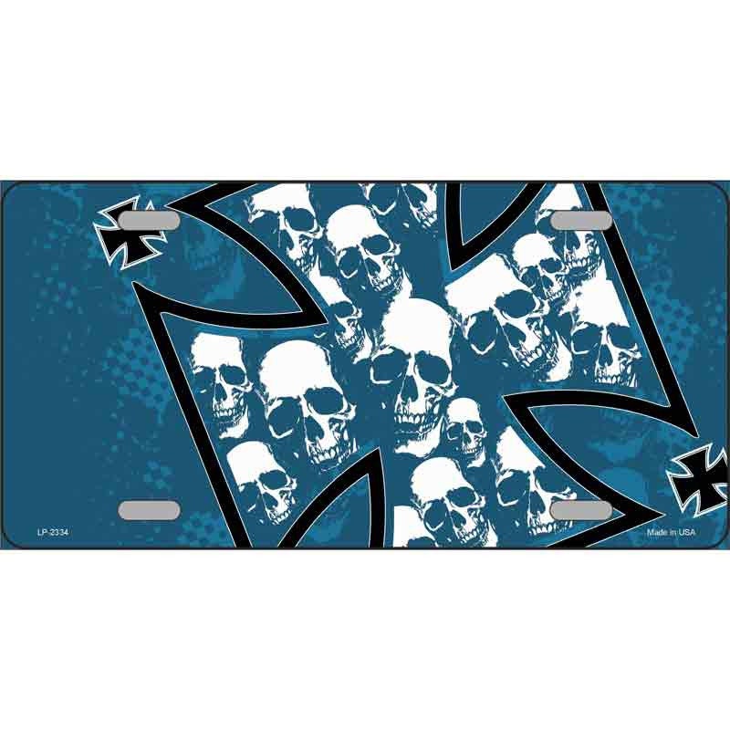 MALTESE CROSS SKULLS Metal License Plate Sign Novelty Vanity Craft Supply
