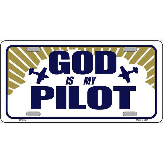 God Is My Pilot Metal License Plate Sign Novelty Vanity Craft Supply