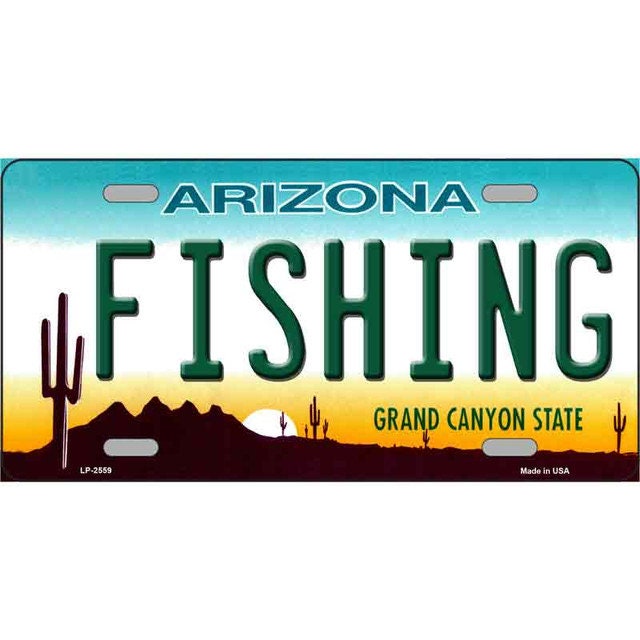 FISHING ARIZONA State Background Metal License Plate Sign Novelty Vanity Craft Supply