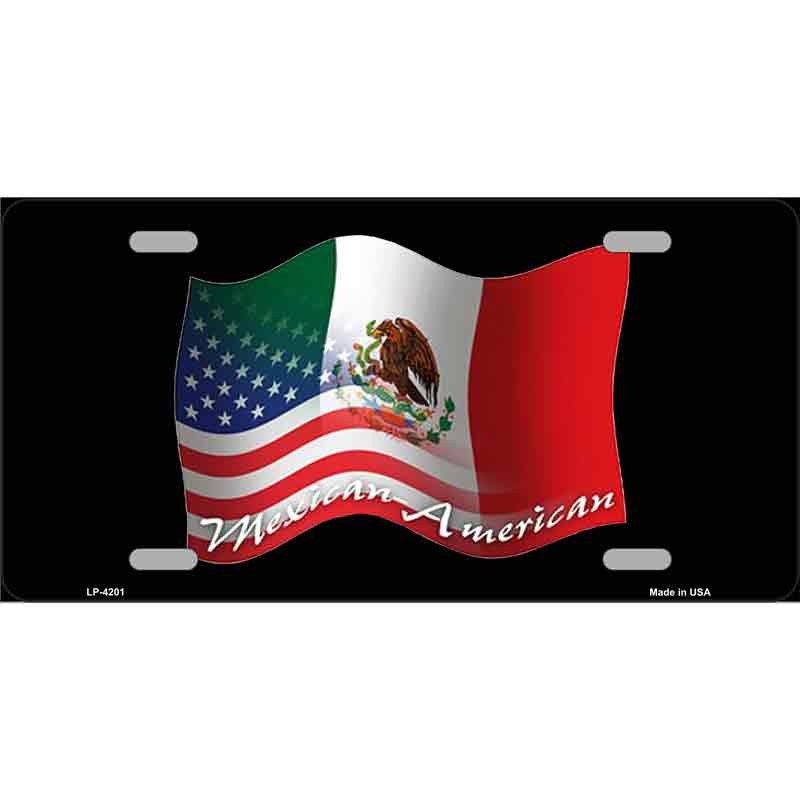 MEXICAN/AMERICAN FLAG Metal License Plate Sign Novelty Vanity Craft Supply