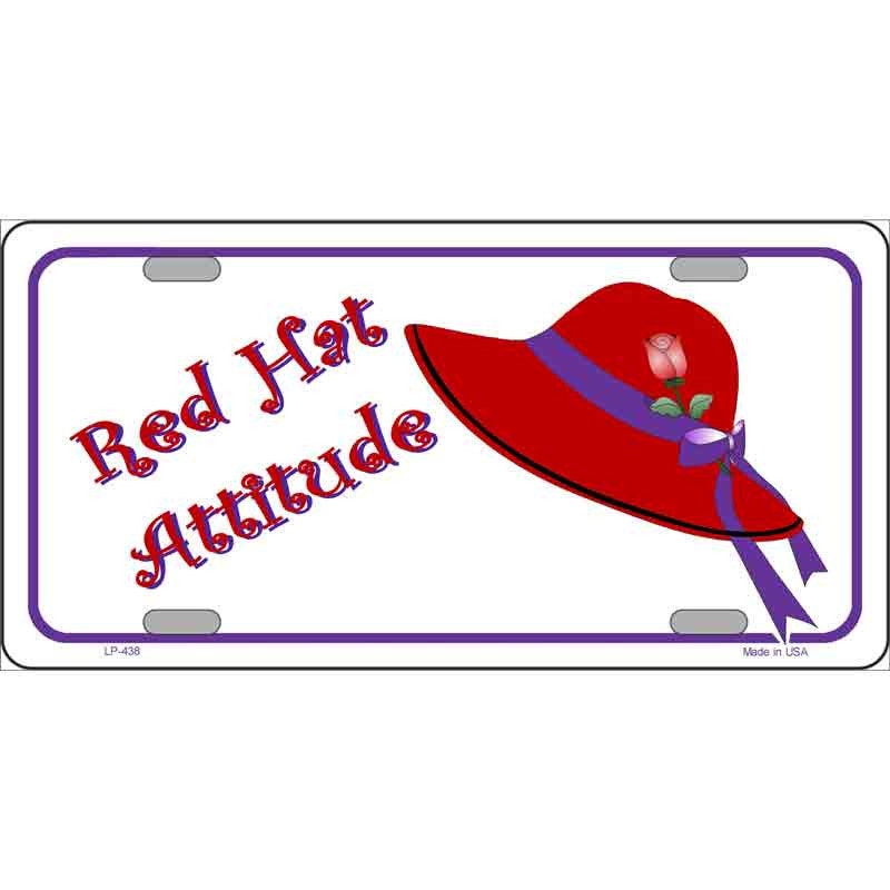 RED HAT ATTITUDE Metal License Plate Sign Novelty Vanity Craft Supply