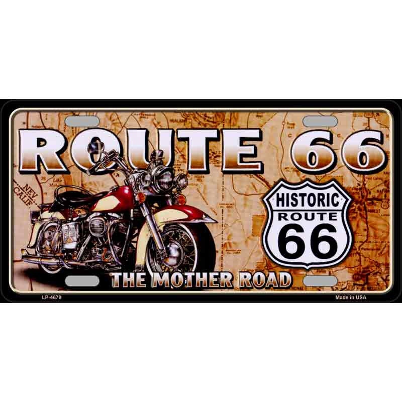 ROUTE 66 Mother Road Metal License Plate Sign Novelty Vanity Craft Supply