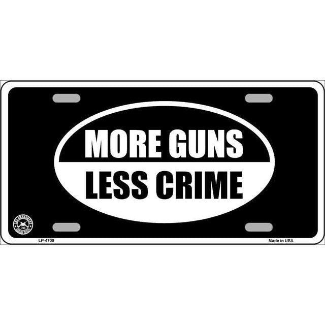 More Guns Less Crime Metal License Plate Sign Novelty Vanity Craft Supply