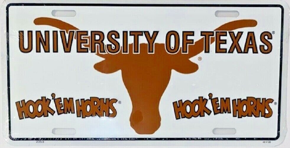 TEXAS LONGHORNS Hook'em Horns Metal License Plate Sign Novelty Vanity Craft Supply