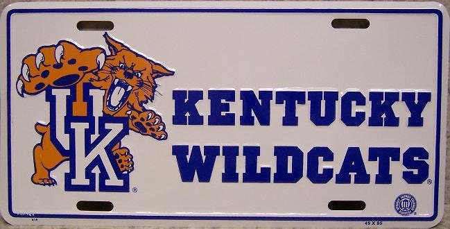 KENTUCKY WILDCATS Metal License Plate Sign Novelty Vanity Craft Supply