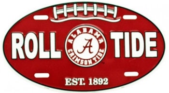 UNIVERSITY OF ALABAMA Crimson Tide Football Oval Metal License Plate Sign Novelty Vanity Craft Supply
