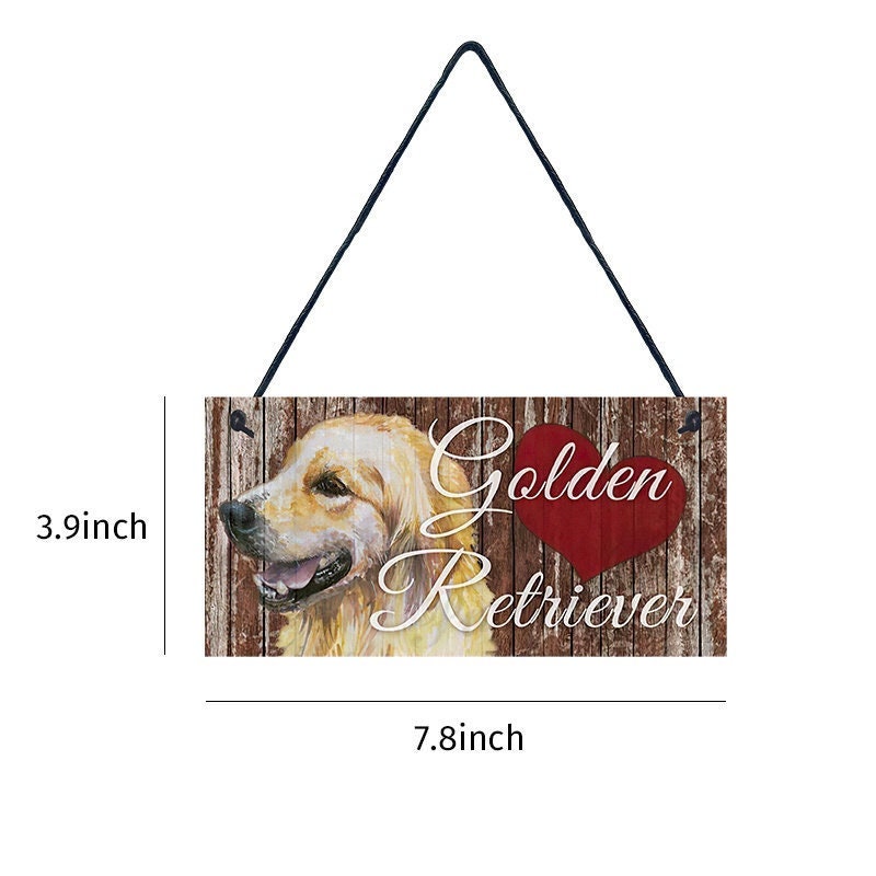 GOLDEN RETRIEVER Dog Wood Plaque - Heart Golden Retriever - Sign Approx 4x8 - Dog Lover Dog Wall Hanging Craft Supply
