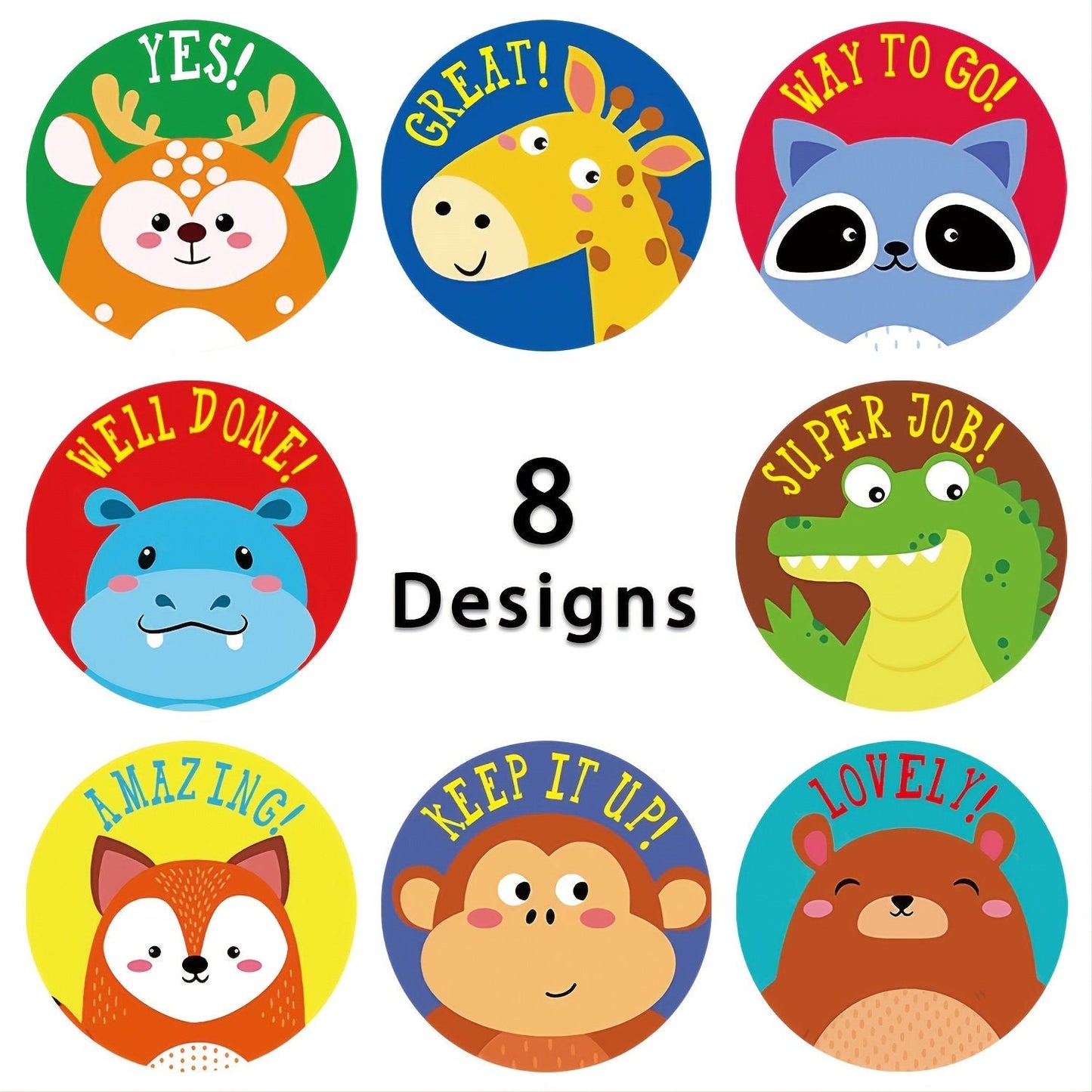 500 Kids Animals Reward Stickers - Children Teachers Parents Labels Praise Home School Fun Chart Great Wow Super Job Well Done Nice Work Fun