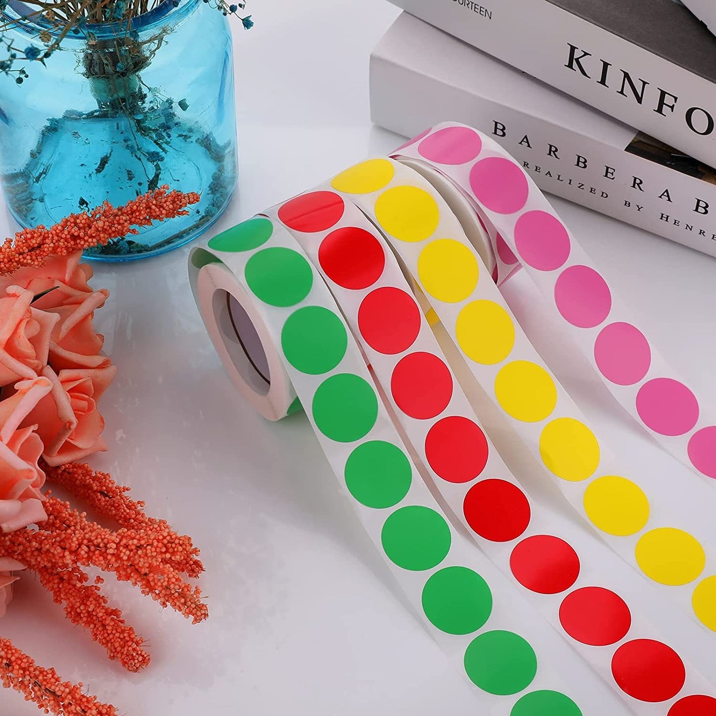 500 YELLOW Round Dot Stickers - Small 1" Stickers, For Sorting Closing Envelopes School Arts Crafts Roll Sticker Craft Supply