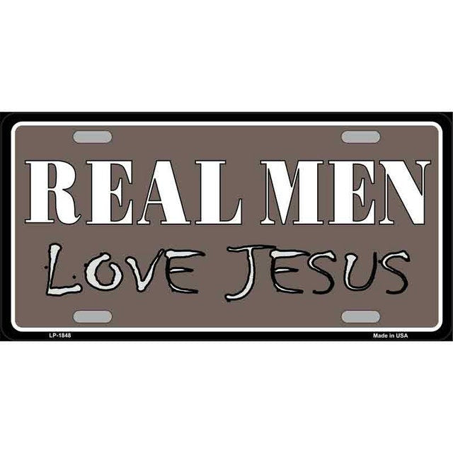 Real Men Love Jesus Metal License Plate Sign Novelty Vanity Craft Supply