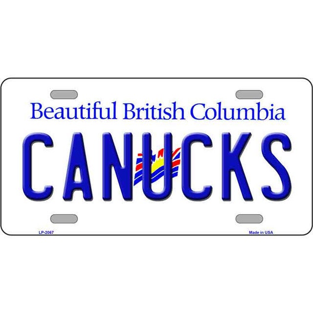 CANUCKS British Columbia Canada Background Metal License Plate Sign Novelty Vanity Craft Supply