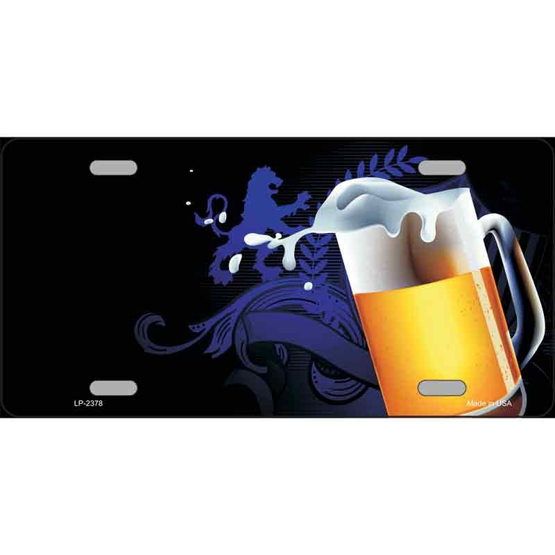 FROTHY BEER MUG Metal License Plate Sign Novelty Vanity Craft Supply