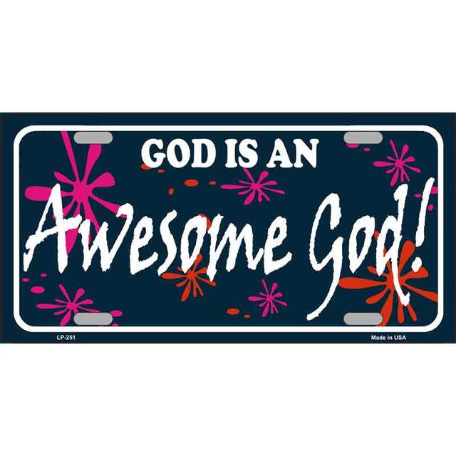 God Is An Awesome God Metal License Plate Sign Novelty Vanity Craft Supply