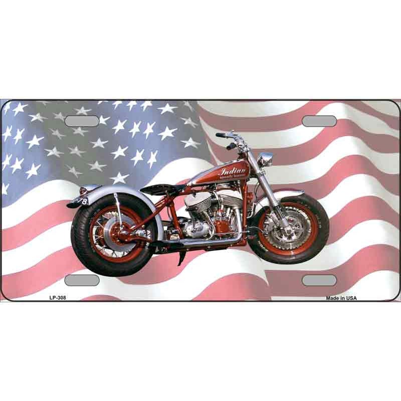 INDIAN MOTORCYCLE American Flag Metal License Plate Sign Novelty Vanity Craft Supply