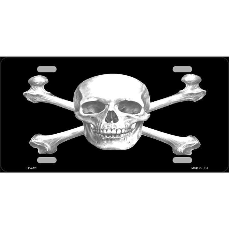 SKULL AND CROSSBONES Metal License Plate Sign Novelty Vanity Craft Supply