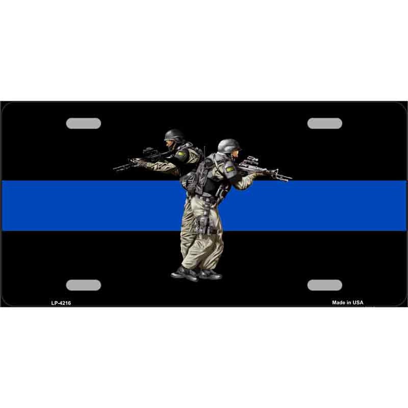 THIN BLUE LINE Police Swat Metal License Plate Sign Novelty Vanity Craft Supply