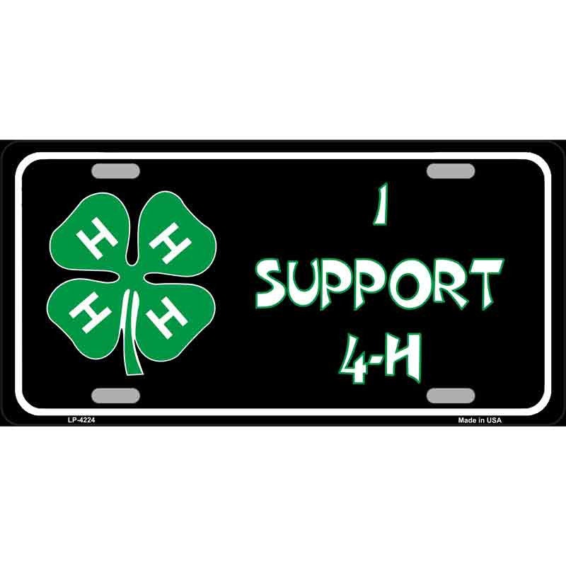 I SUPPORT 4-H Metal License Plate Sign Novelty Vanity Craft Supply