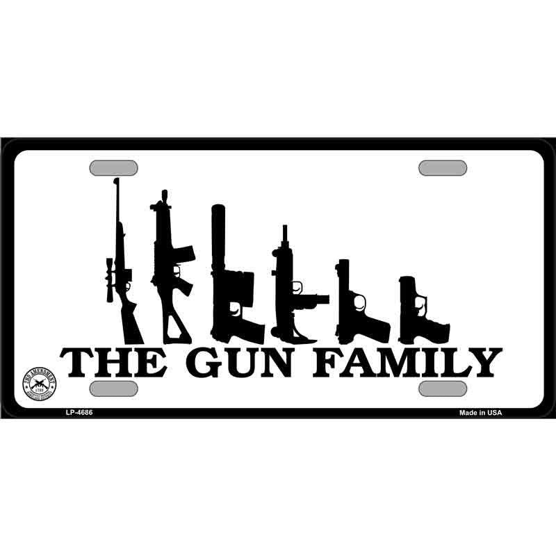 THE GUN FAMILY Metal License Plate Sign Novelty Vanity Craft Supply