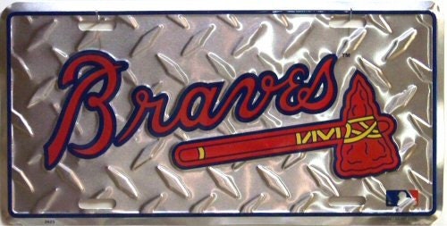 ATLANTA BRAVES Diamond Plated Metal License Plate Sign Novelty Vanity Craft Supply