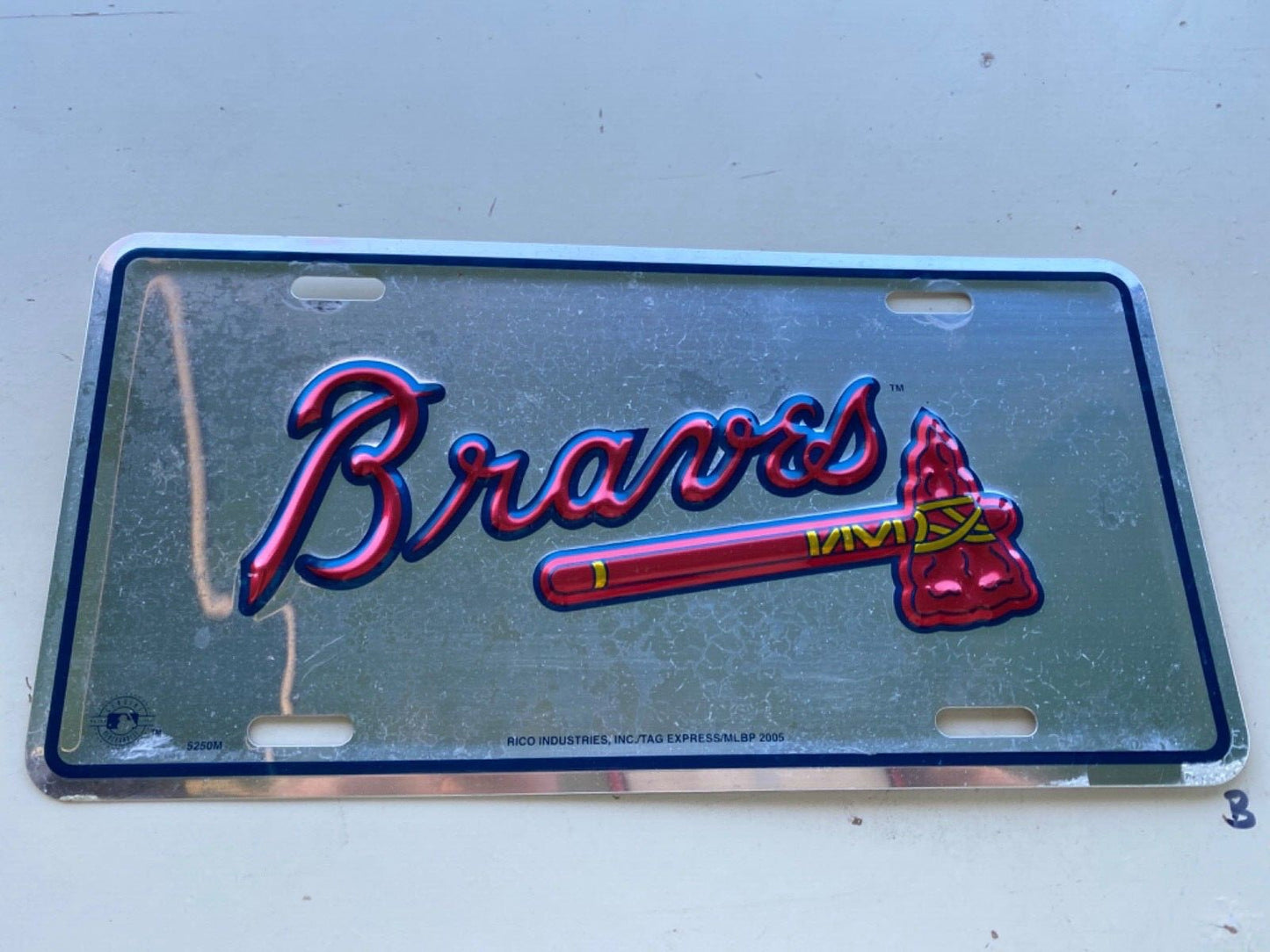 ATLANTA BRAVES Chrome Metal License Plate Sign Novelty Vanity Craft Supply