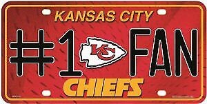 KANSAS CITY CHIEFS Fan Metal License Plate Sign Novelty Vanity Craft Supply