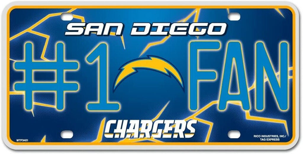 SAN DIEGO CHARGERS Fan Metal License Plate Sign Novelty Vanity Craft Supply