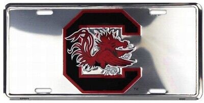 SOUTH CAROLINA GAMECOCKS Chrome Metal License Plate Sign Novelty Vanity Craft Supply