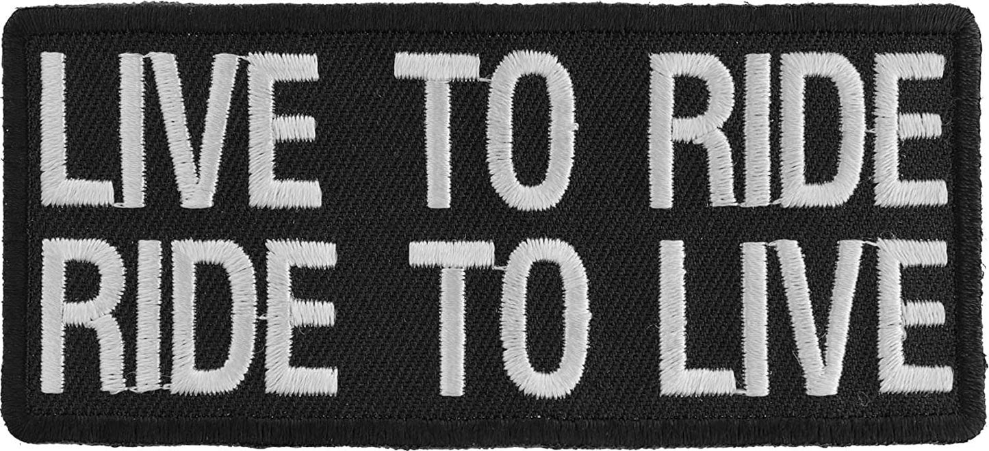 Live to Ride Ride to Live Patch - 4x1.75 inch – Biker Embroidered Patch Appliqué Craft Supply