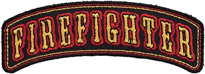 Firefighter Rocker Small Patch - 3.75x1.5 inch – Motorcycle Embroidered Patch Appliqué Craft Supply