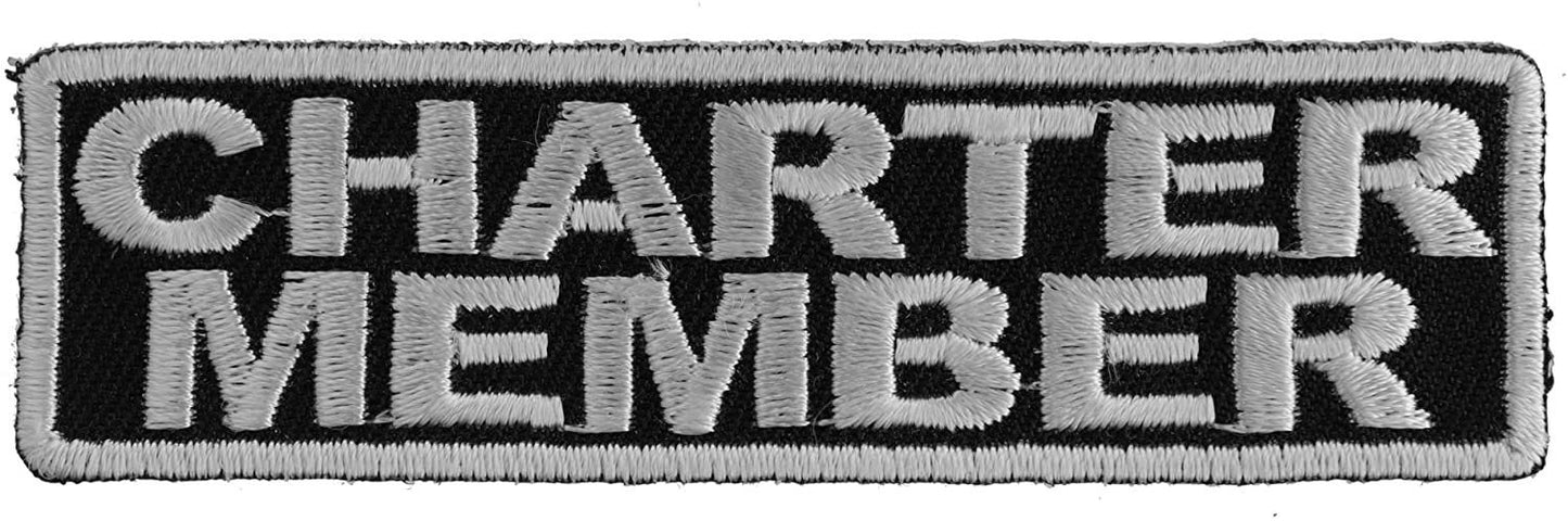 Charter Member Patch White - 3.5x1 inch – Biker Embroidered Patch Appliqué Craft Supply