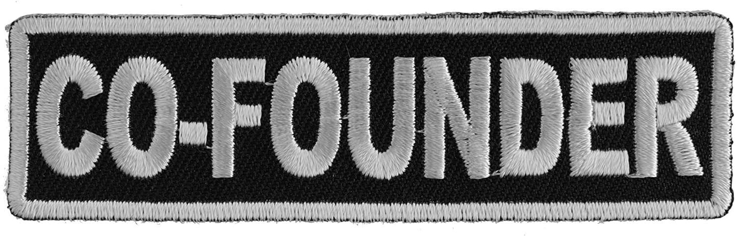 Cofounder Patch White - 3.5x1 inch – Biker Embroidered Patch Appliqué Craft Supply