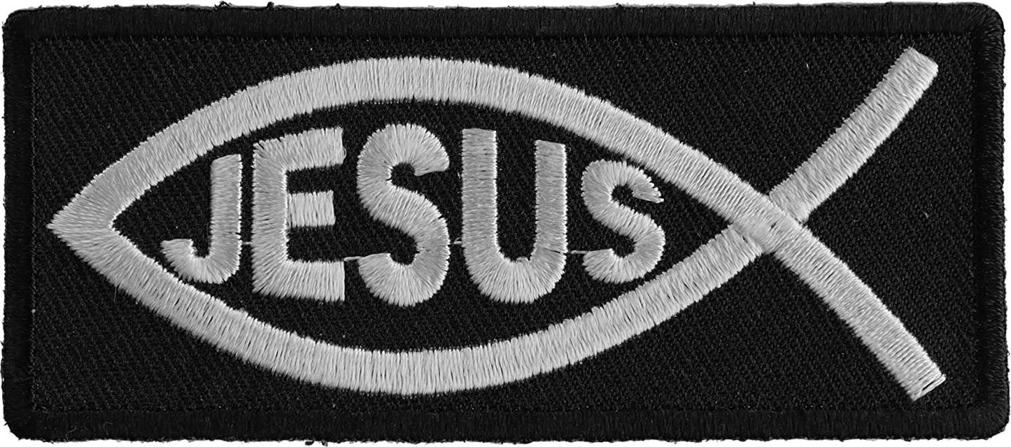 Jesus Fish Patch - 3.5x1.5 inch – Christian Embroidered Patch Appliqué Craft Supply