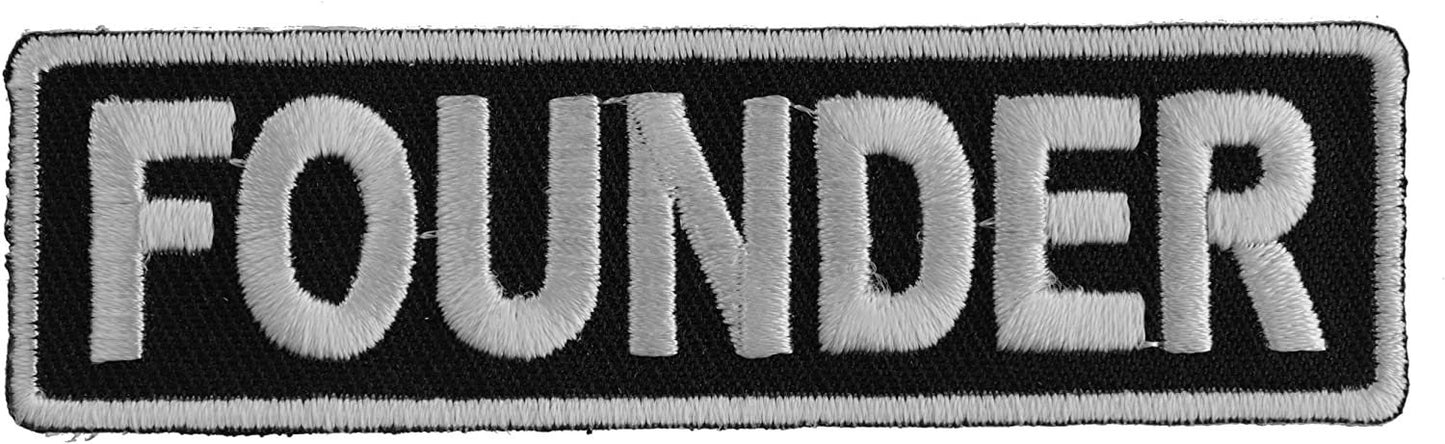 Founder Patch 3.5 Inch White - 3.5x1 inch – Biker Embroidered Patch Appliqué Craft Supply