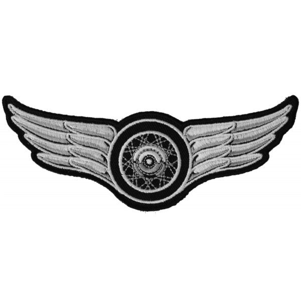 Winged Small Wheel Biker Patch - 5x2 inch – Biker Embroidered Patch Appliqué Craft Supply
