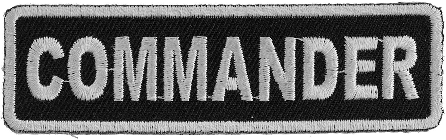 Commander Patch - 3.5x1 inch – Biker Embroidered Patch Appliqué Craft Supply
