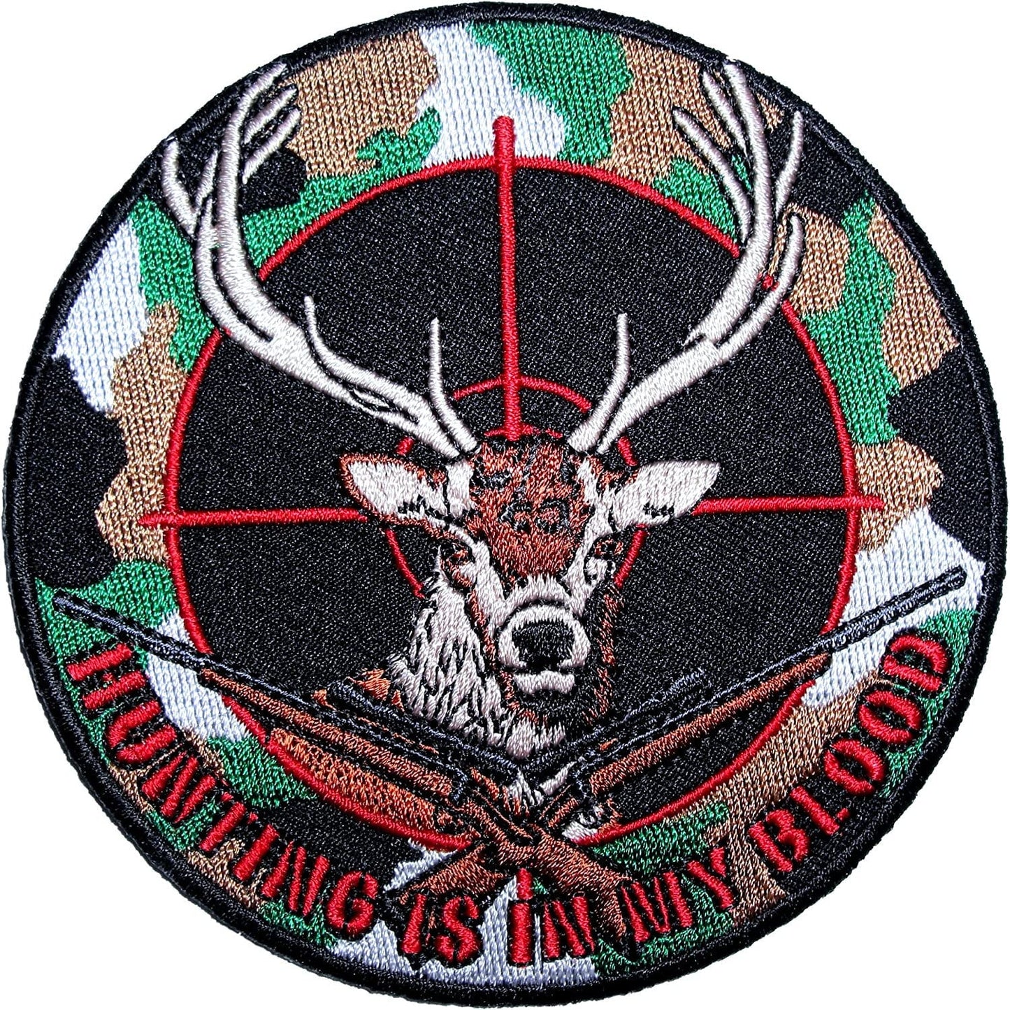 Camoflauge Deer Hunting is in My Blood Embroidered Patch - 4x4 – Motorcycle Embroidered Patch Appliqué Craft Supply