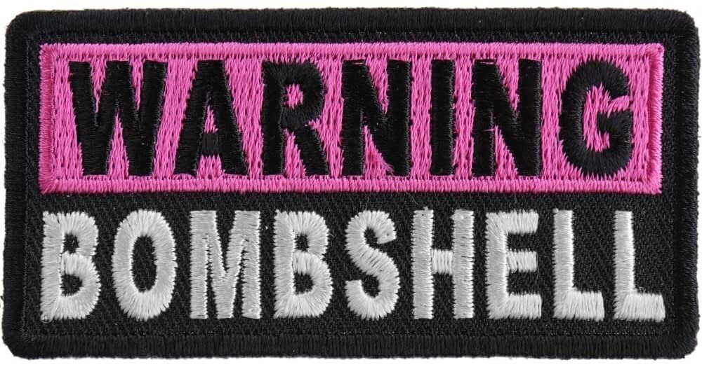 Warning Bombshell Patch - 3x1.5 inch – Funny Embroidered Patch Appliqué Craft Supply