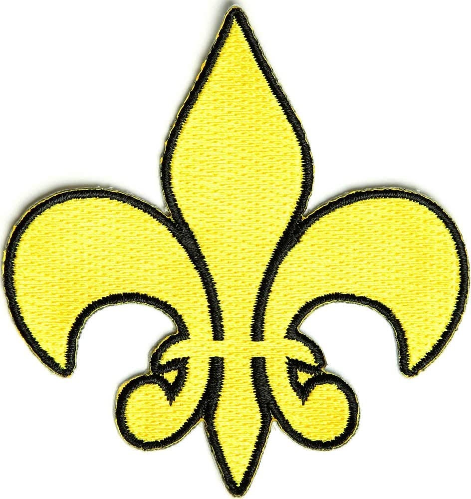 Fleur De Lis Patch Yellow - 3.5x3.5 inch – Motorcycle Embroidered Patch Appliqué Craft Supply